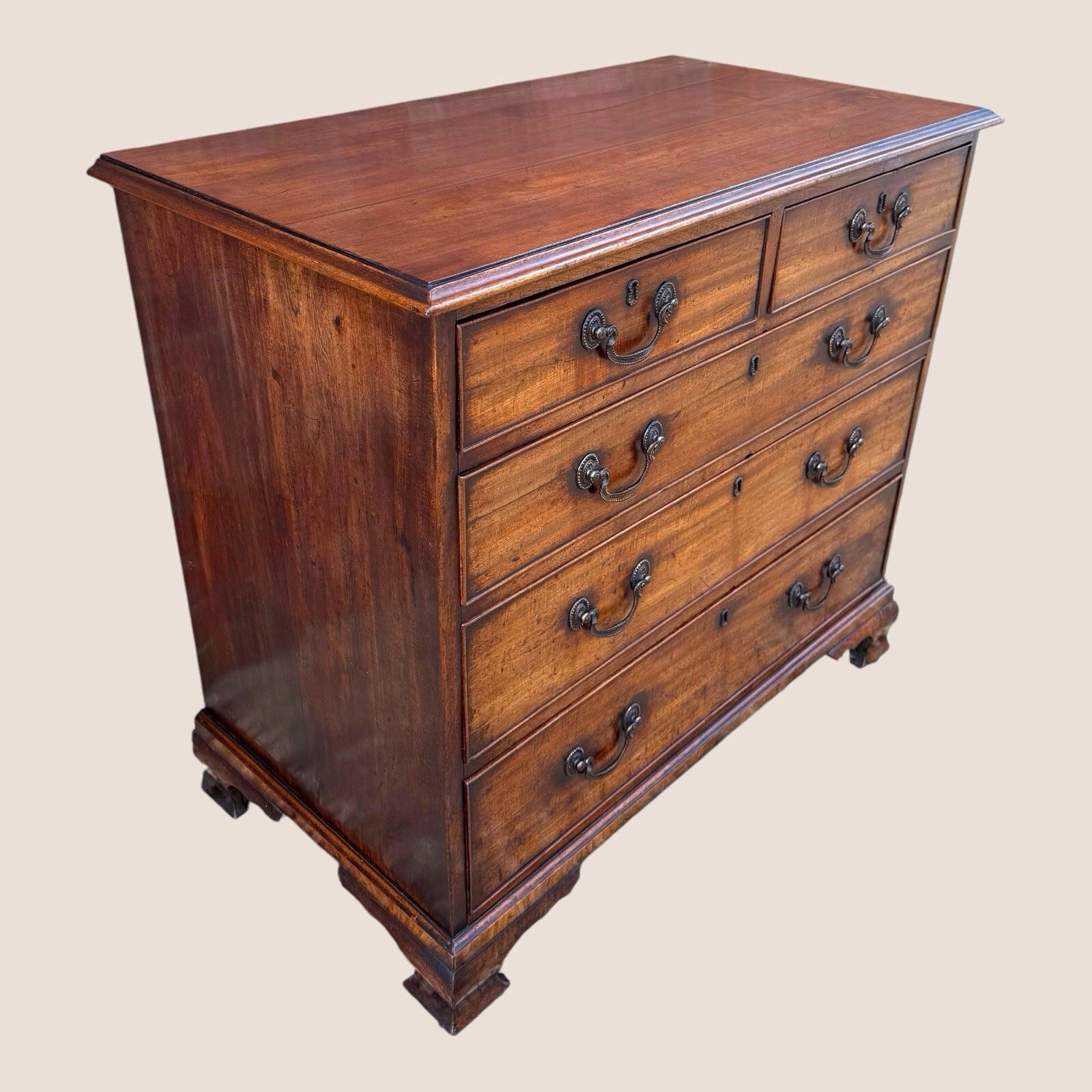 Antique George III 1790 Mahogany & Brass Chest Of 5 Drawers By J Moorcroft photo for sale