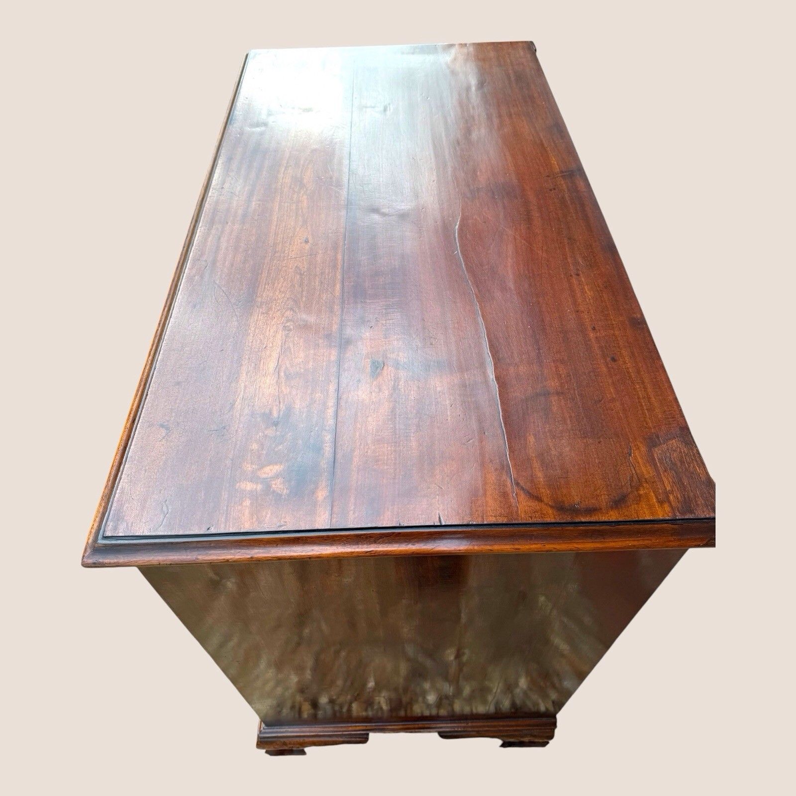 1500.0 Antique George III 1790 Mahogany & Brass Chest Of 5 Drawers By J Moorcroft photo