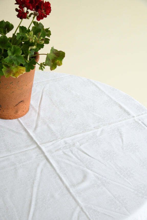Vintage Square White Linen Tablecloth photo buy