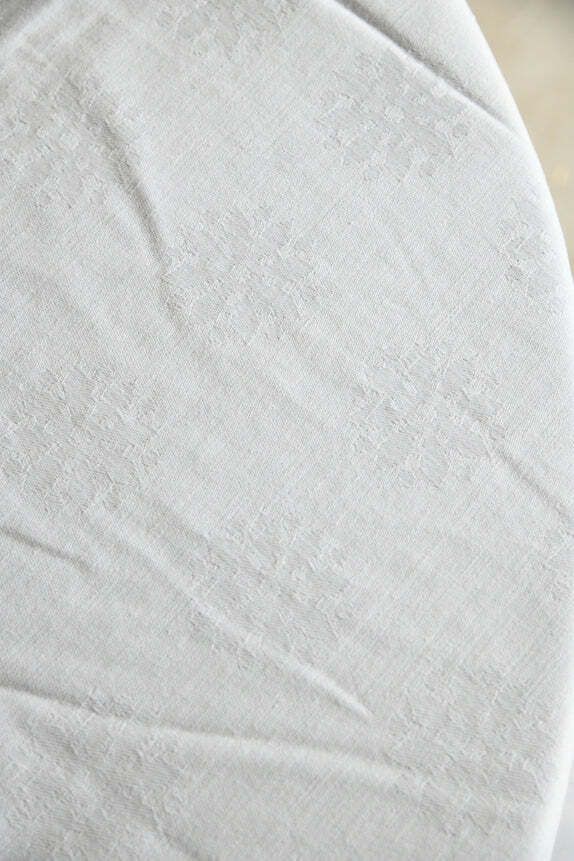 Vintage Square White Linen Tablecloth photo vintage