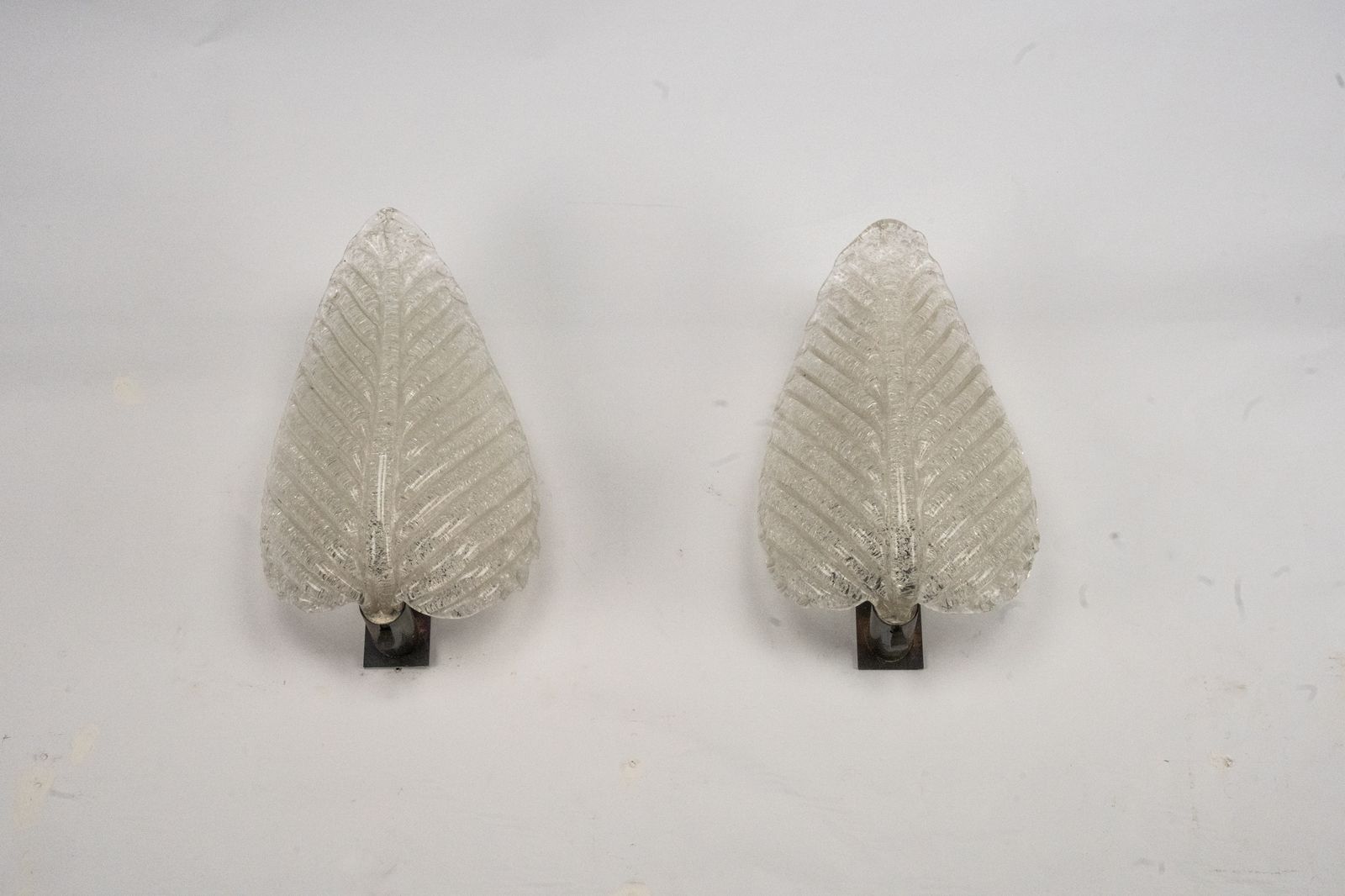 Pair Of Wall Lamps By Ercole Barovier In Rugiadoso Murano Glass, Italy 1950s photo furniture