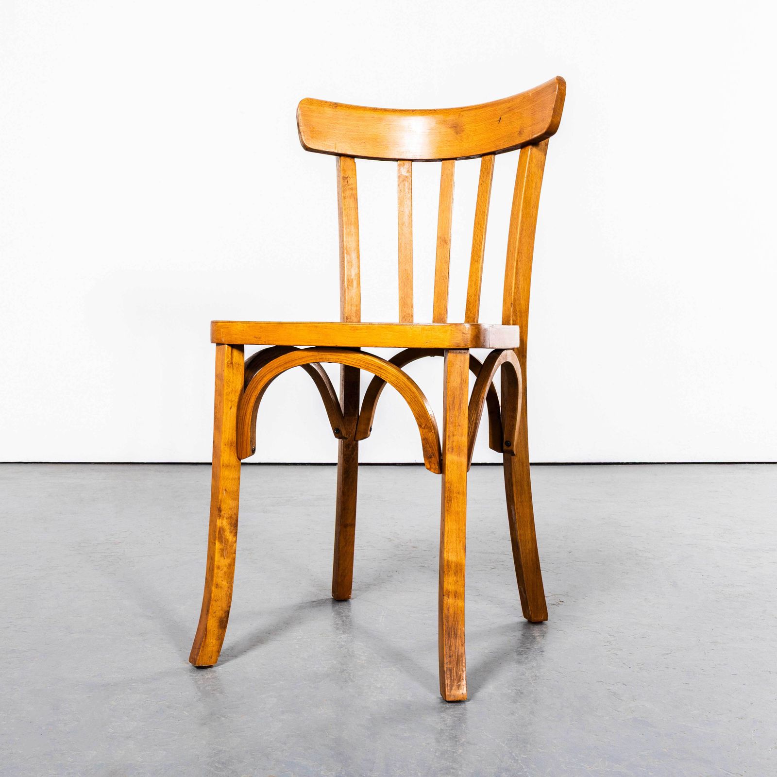 photo furniture 1950’s Standard Flat Seat Bistro Blonde French Dining Chairs   Set Of Six