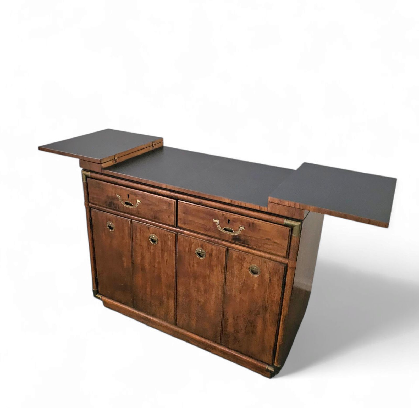 Vintage Drexel Accolade Campaign Server Dry Bar On Casters / Flip Top 1980s photo vinterior