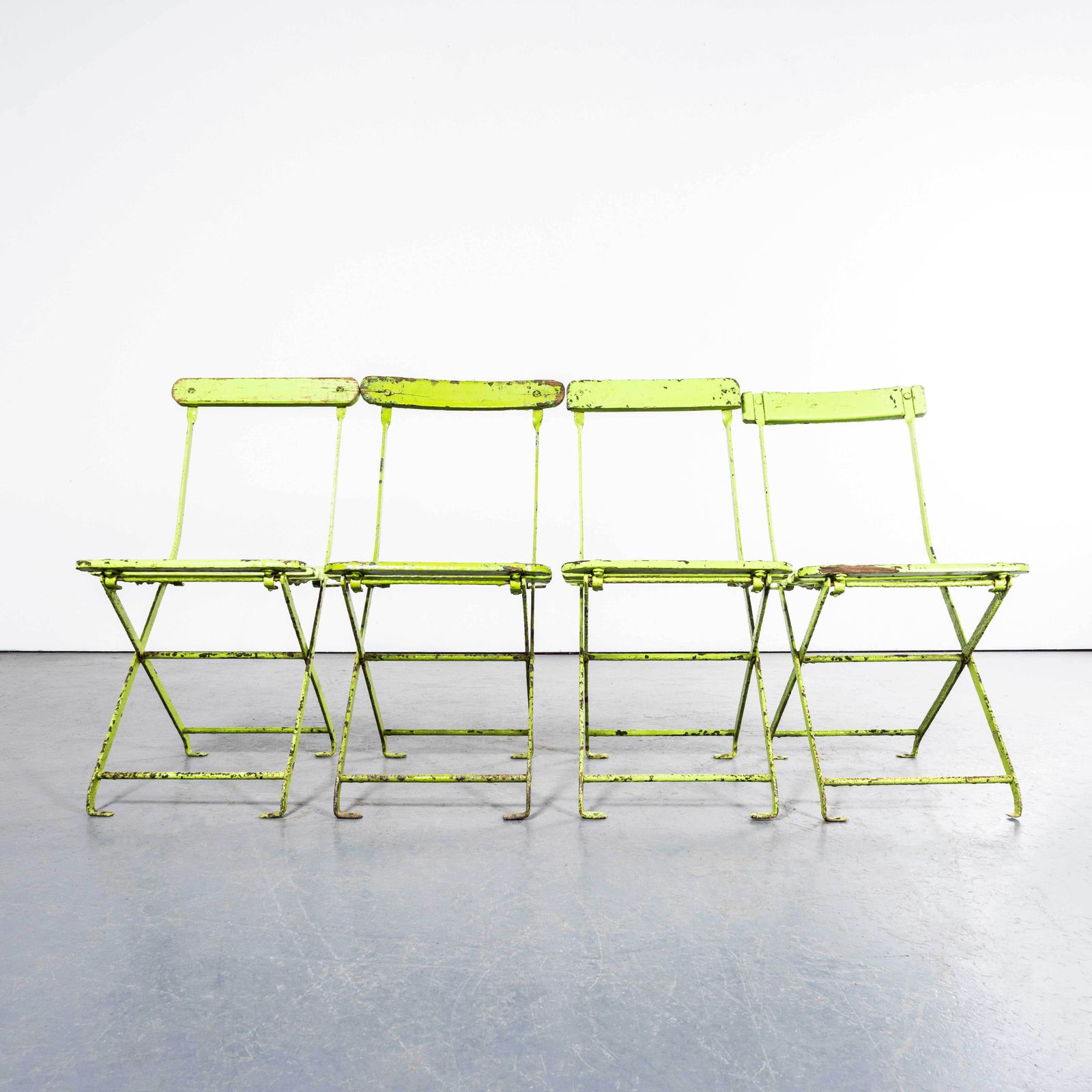1950's Original English Pavilion Lime Green Folding Chairs   Set Of Six photo furniture