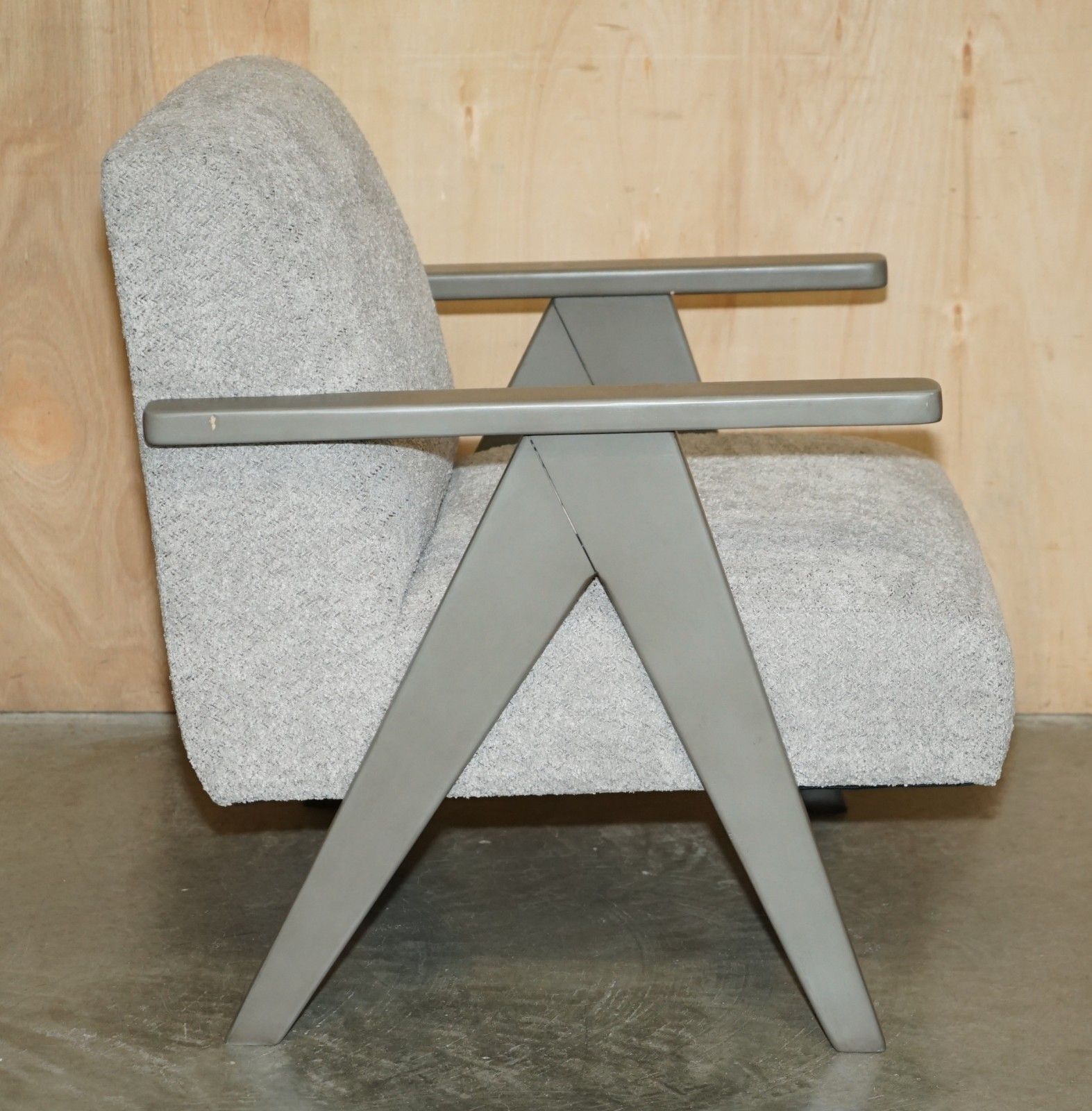Pair Of Exdisplay Nordic Style Edgar Armchairs Beech Wood Frames Oatmeal Fabric photo vintage