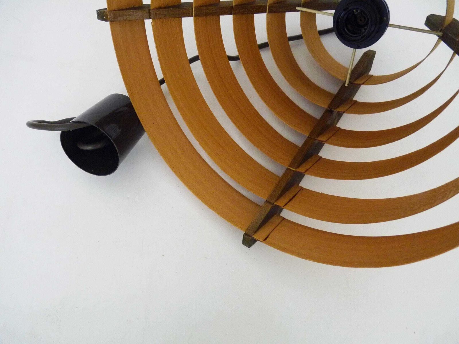 photo for sale Scandinavian Pendant Light By Linus Bopp Limbach In Pine Slats. 1960s