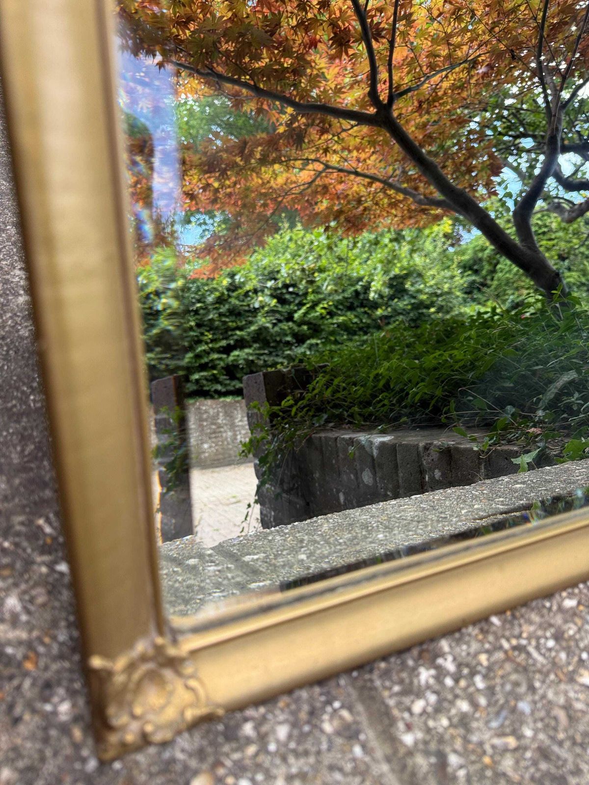 Vintage Peerart Freestanding Table Mirror – Mid Century Gilt Cast, Rectangular Bevelled Mirror, England C.1960s–70s photo vinterior