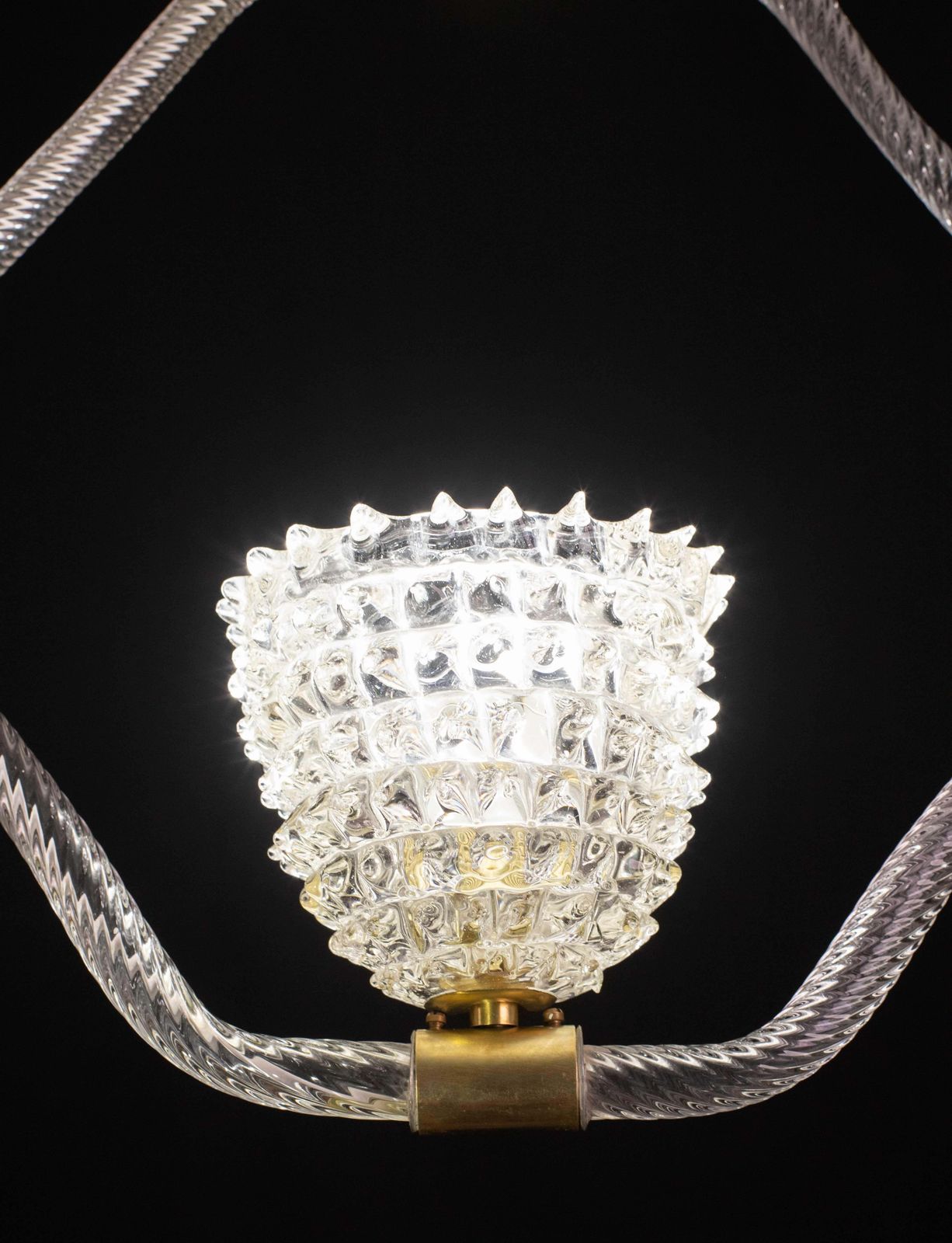 photo furniture Charming Clear Rostrato Murano Glass Chandelier By Barovier & Toso, 1940s