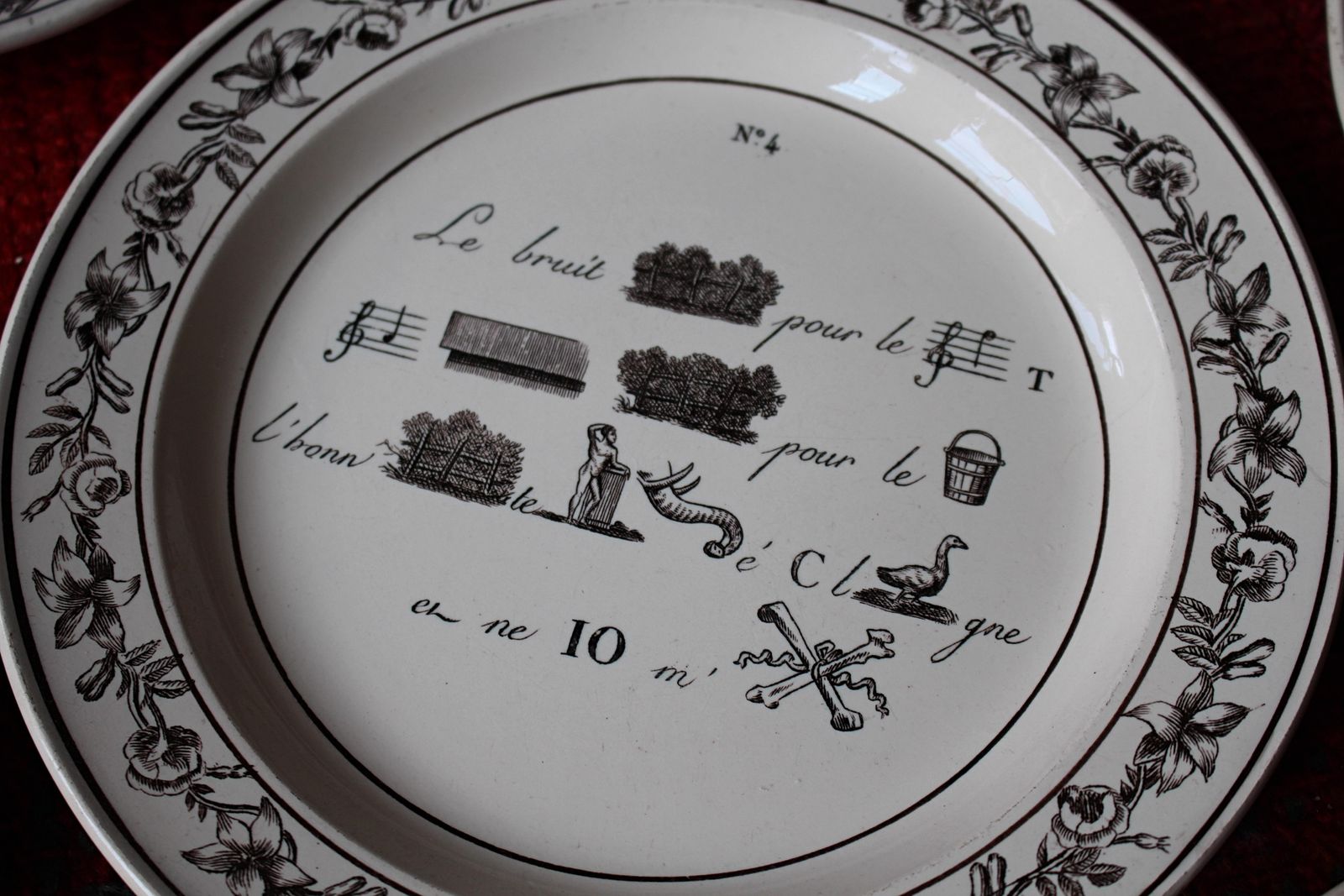 709.0 19th Century Collection Of Five French Rebus Riddle Puzzle Game Plates photo