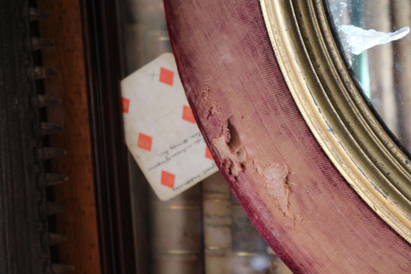 19th Century Faded Velvet Foxed Mercury Convex Country House Mirror photo buy