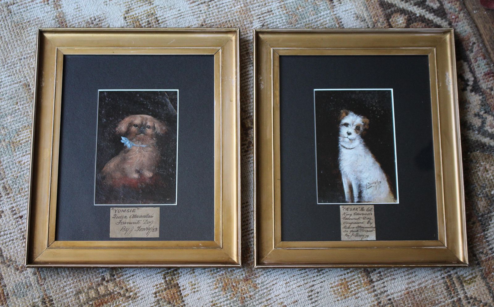 photo buy 1923 English School J.Tonry 'Yumsie' & 'Caesar' Oil On Board Country House