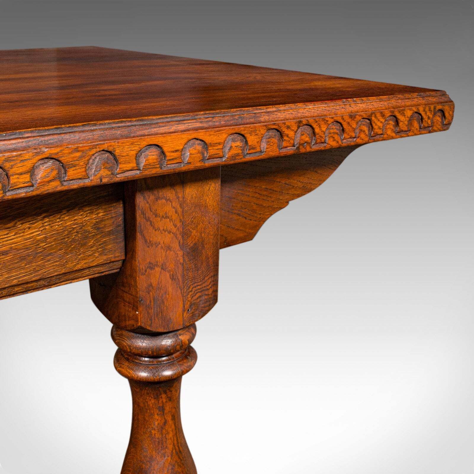 Furniture 6 Seat Antique Dining Table, English, Oak, Country Kitchen, Refectory, Edwardian photo