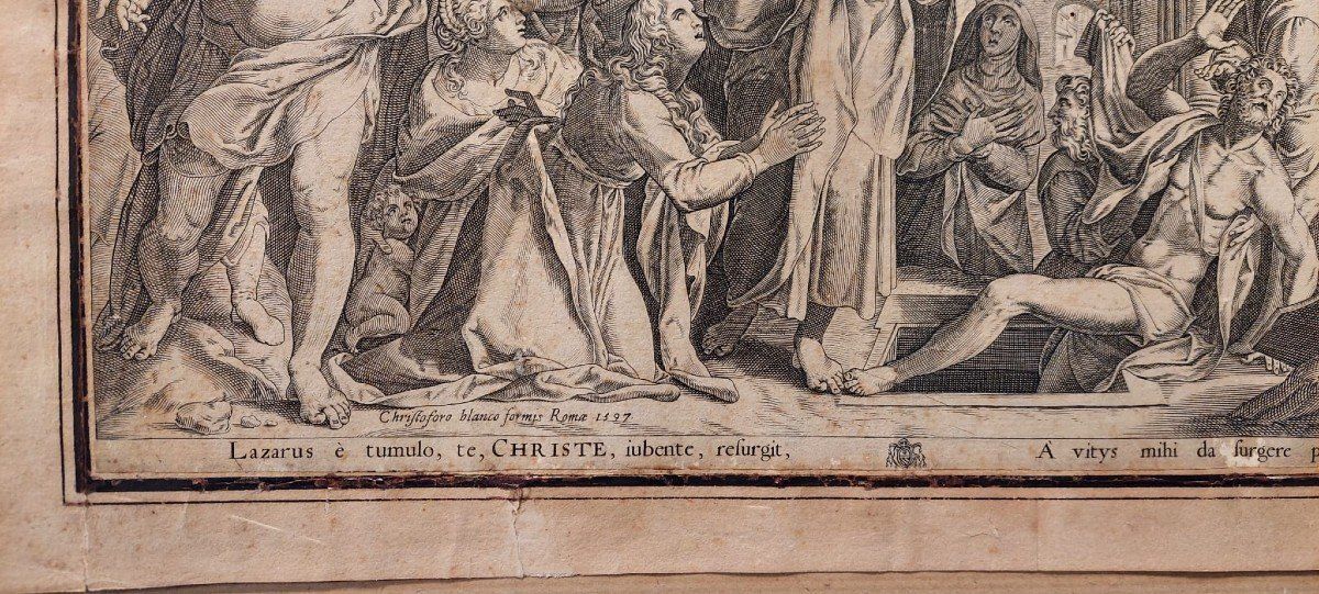 Resurrection Of Lazarus Engraving Cristoforo Bianco Rome 1597 photo furniture