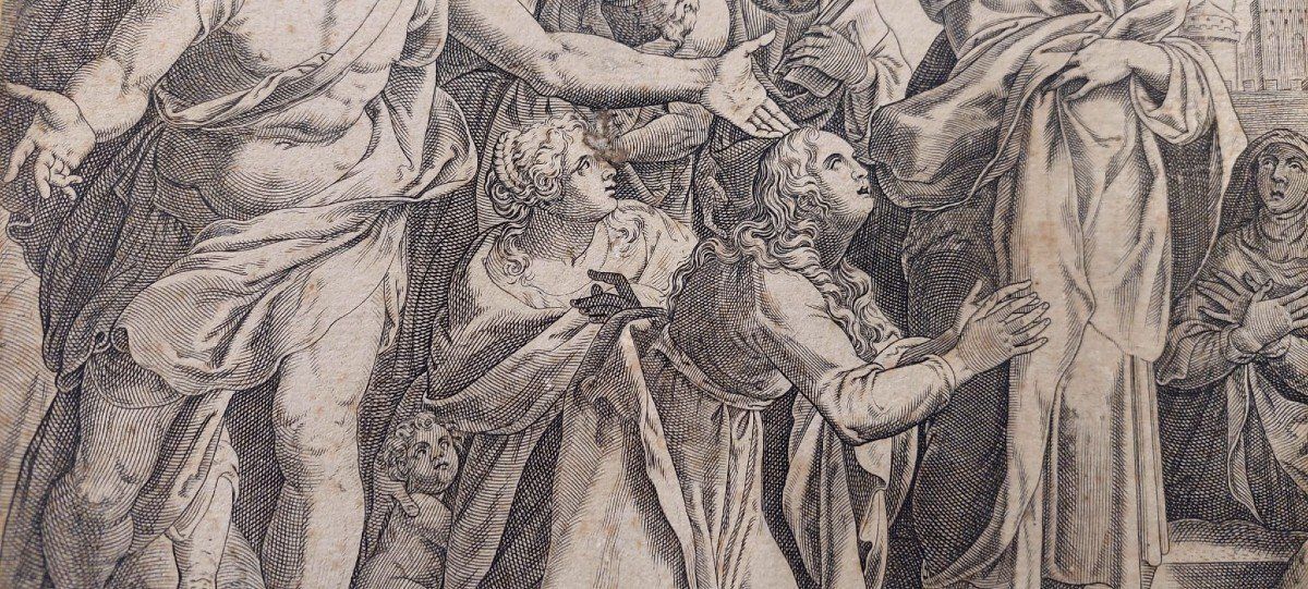 Resurrection Of Lazarus Engraving Cristoforo Bianco Rome 1597 photo vinterior
