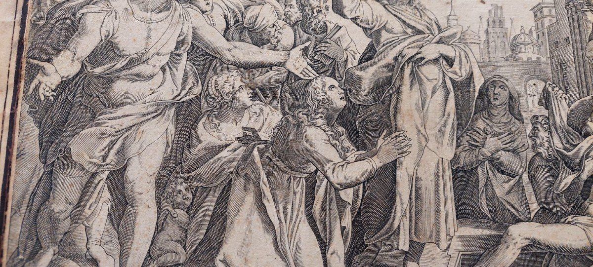 photo for sale Resurrection Of Lazarus Engraving Cristoforo Bianco Rome 1597