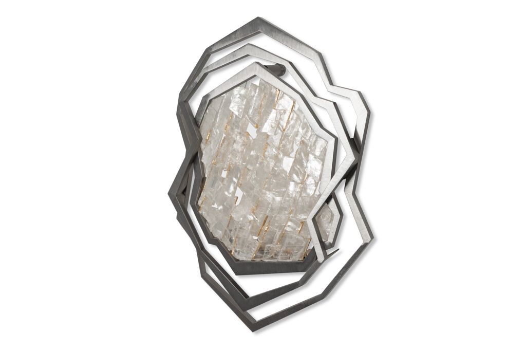 Pair Of Sconces In Brushed Metal And Rock Crystal. Contemporary. photo for sale