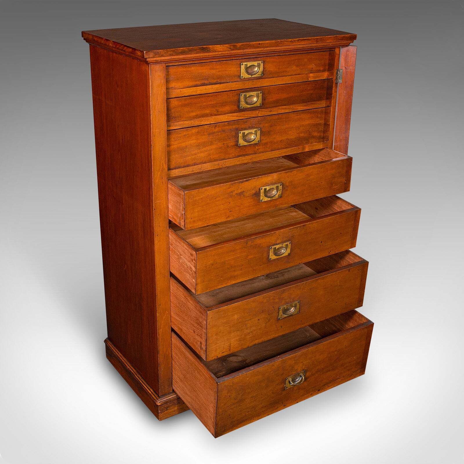 Antique Wellington Chest, English Walnut Specimen Collector's Drawers, Victorian photo for sale