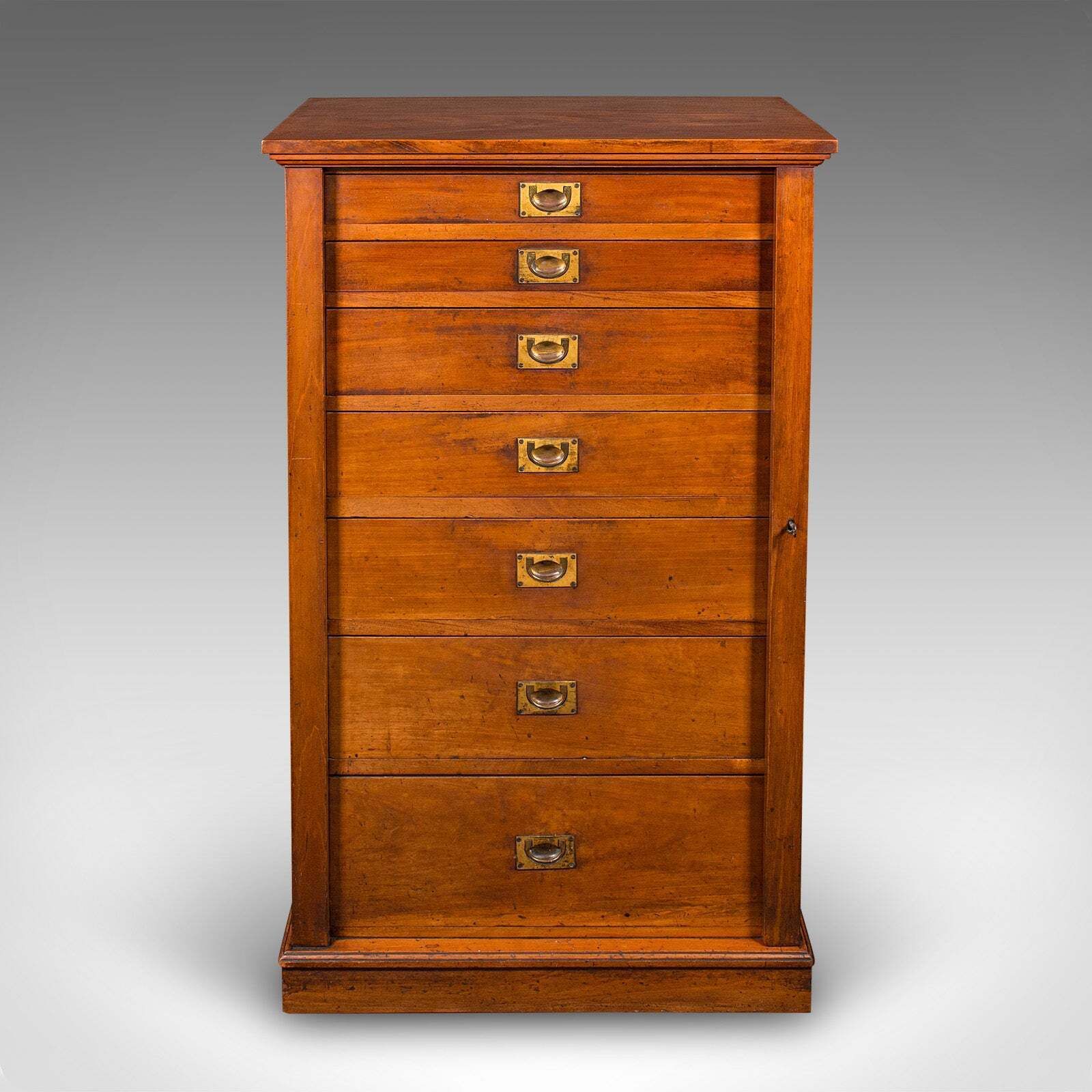 Antique Wellington Chest, English Walnut Specimen Collector's Drawers, Victorian photo Furniture