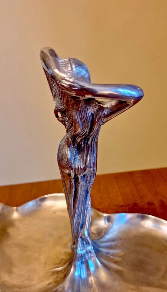 Art Nouveau Jugendstil Sweetmeat Stand Dish Woman Maiden Albert Mayer photo 395.0