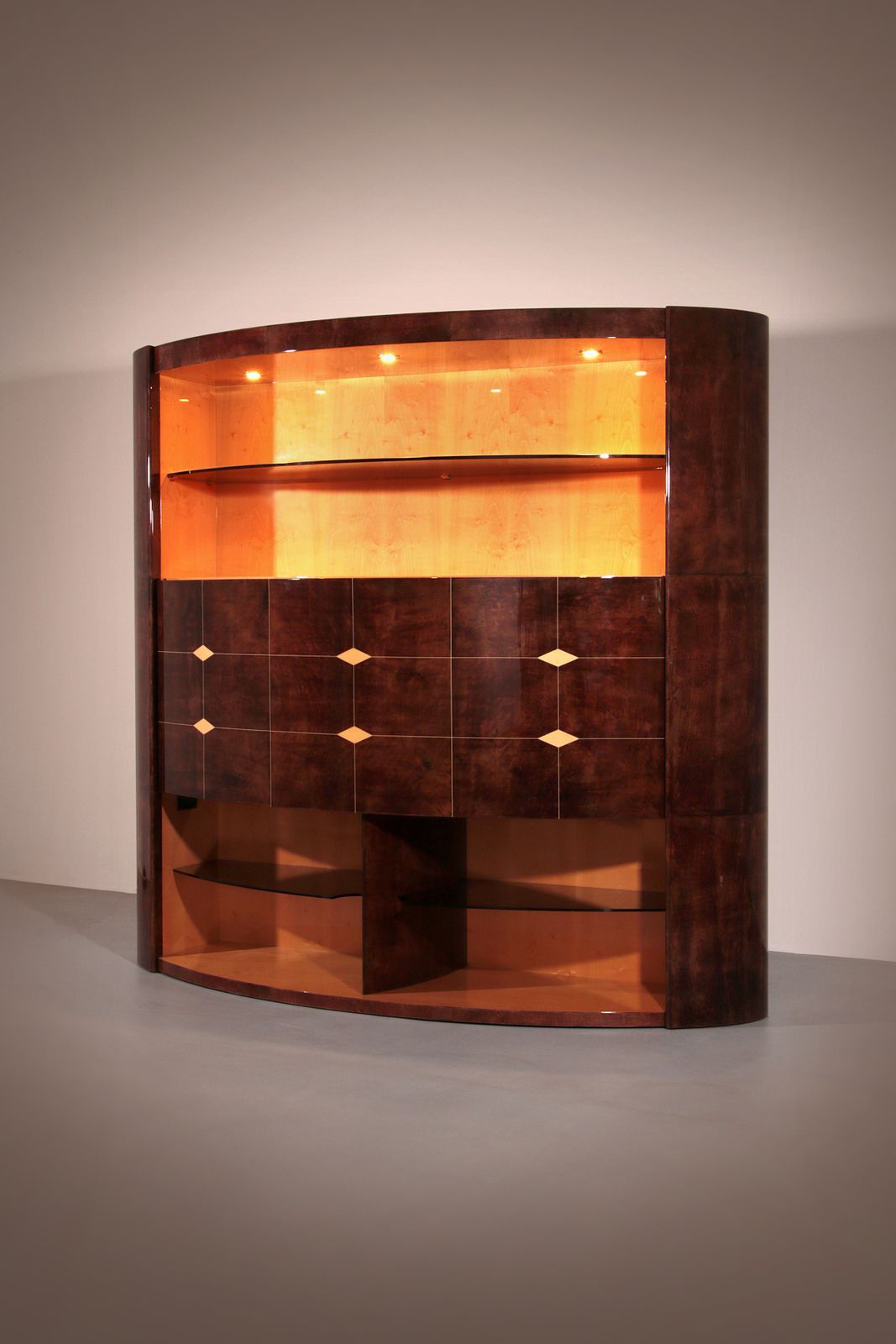 Iconic Aldo Tura Brown Goatskin Bar Cabinet