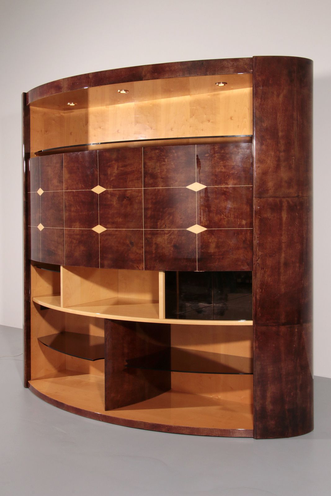 photo for sale Iconic Aldo Tura Brown Goatskin Bar Cabinet