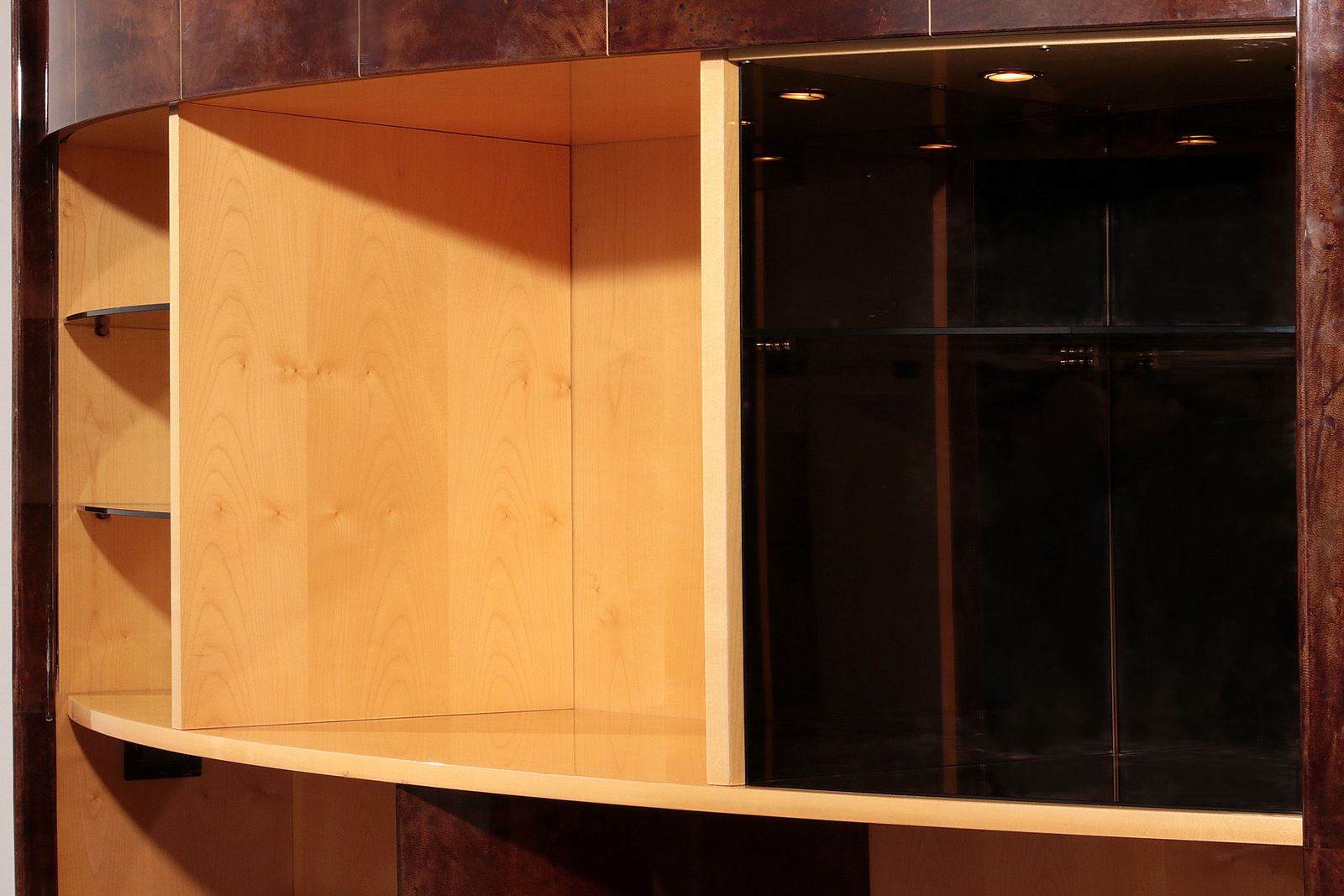 photo buy Iconic Aldo Tura Brown Goatskin Bar Cabinet