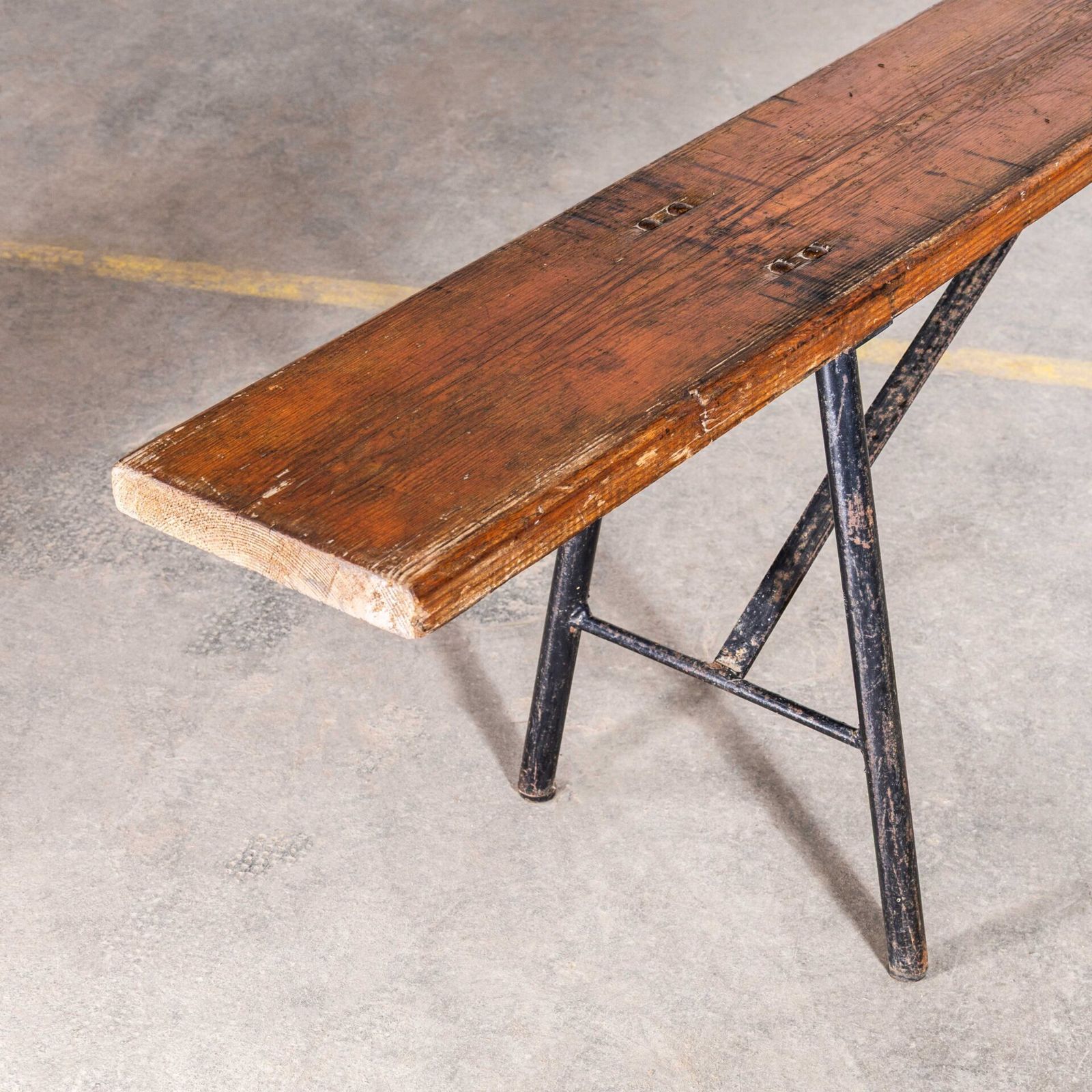 1950’s French Gymnasium Pitch Pine Benches photo Furniture
