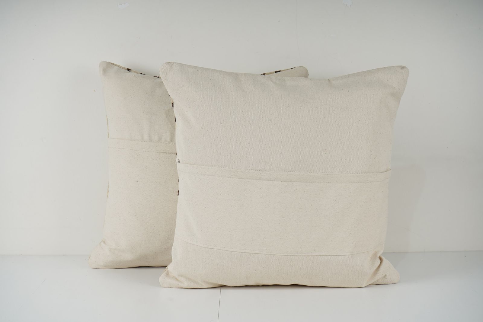 Set Of Two Unique Turkish Boho Kilim Pillow Cover, Pair White Handmade Turkish Handwoven White Color Throw Pillow Coverr photo furniture