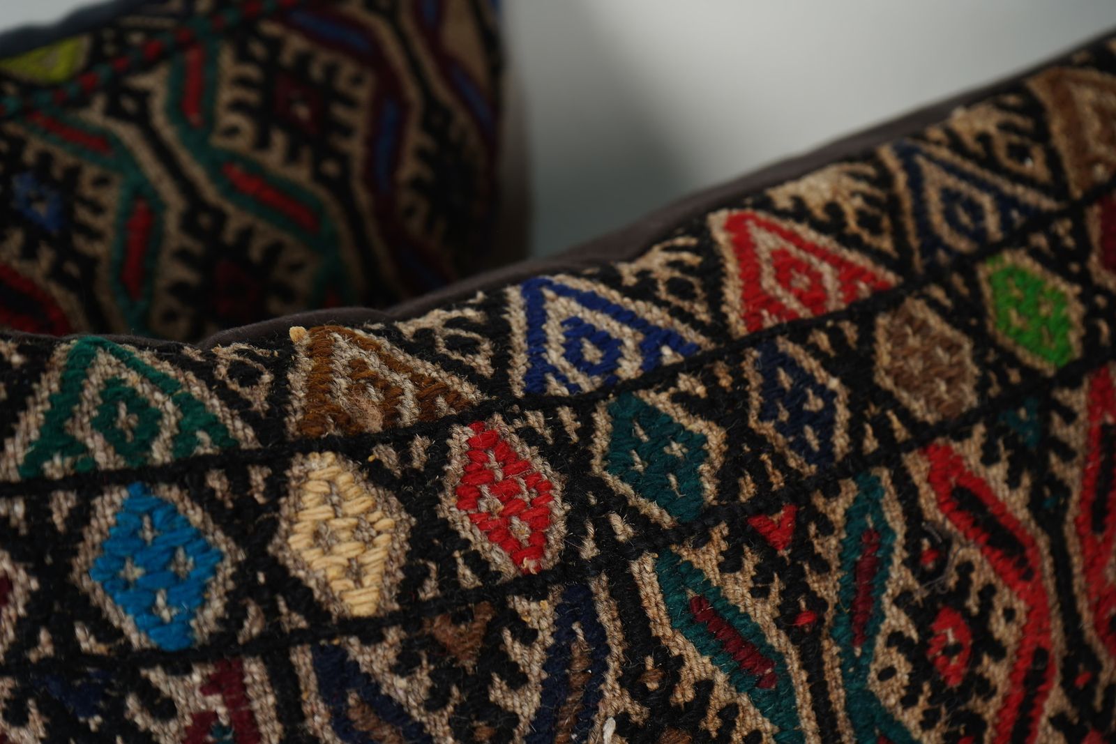 Black Cicim Pillow Cover   Set Of Two Wool Turkish Jajim Cushion Case photo furniture