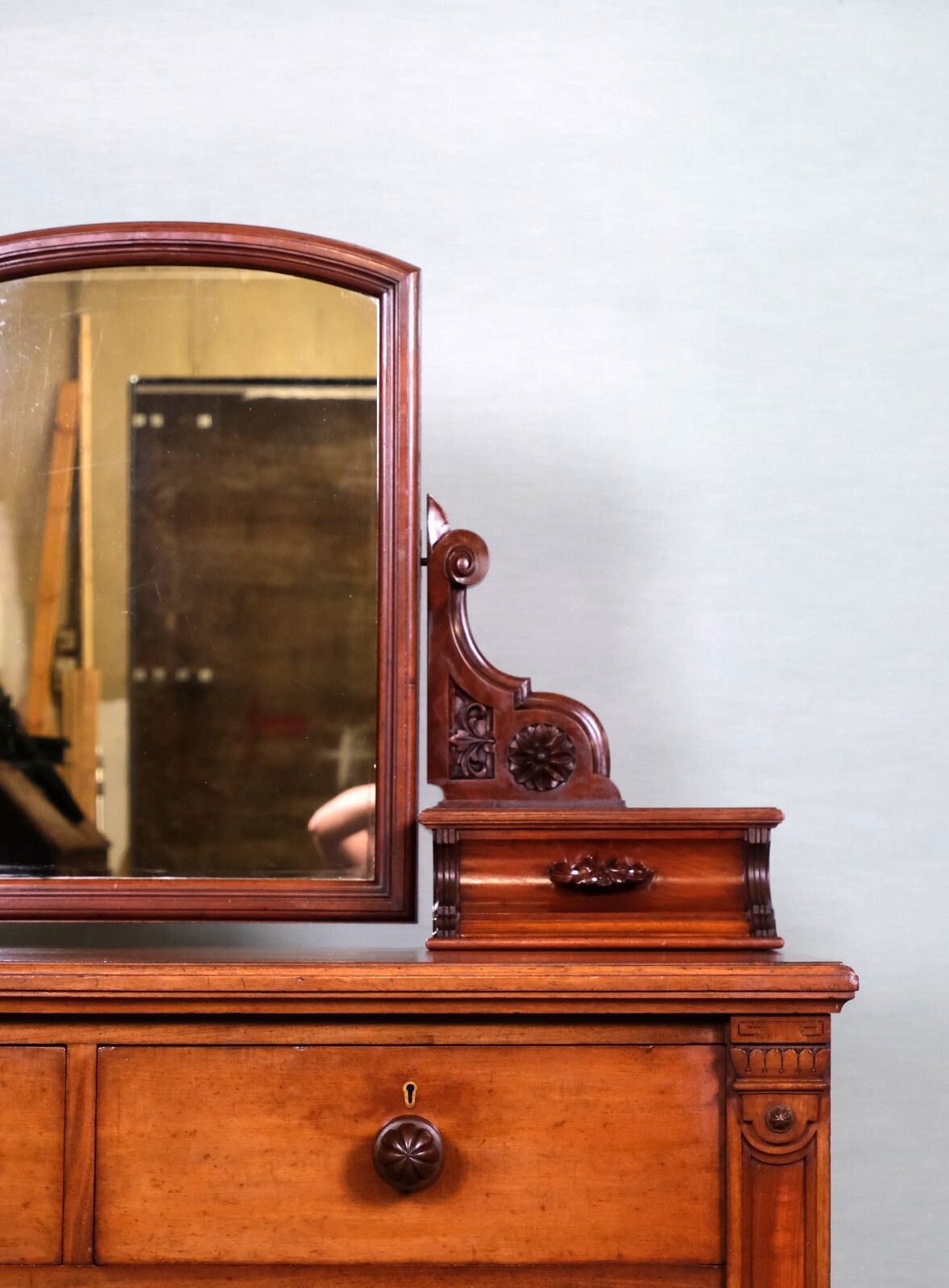 photo for sale Brown Victorian Chest Of Drawers/ Dressing Table With Mirror & Drawers