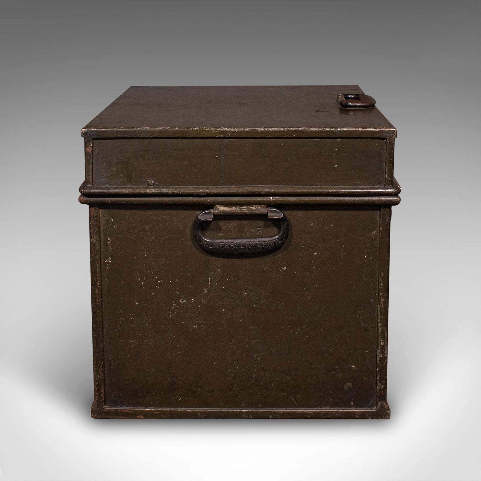Antique Patent Safe, English Cast Iron Lock Box, Milners Of Liverpool, Victorian photo Home Decor