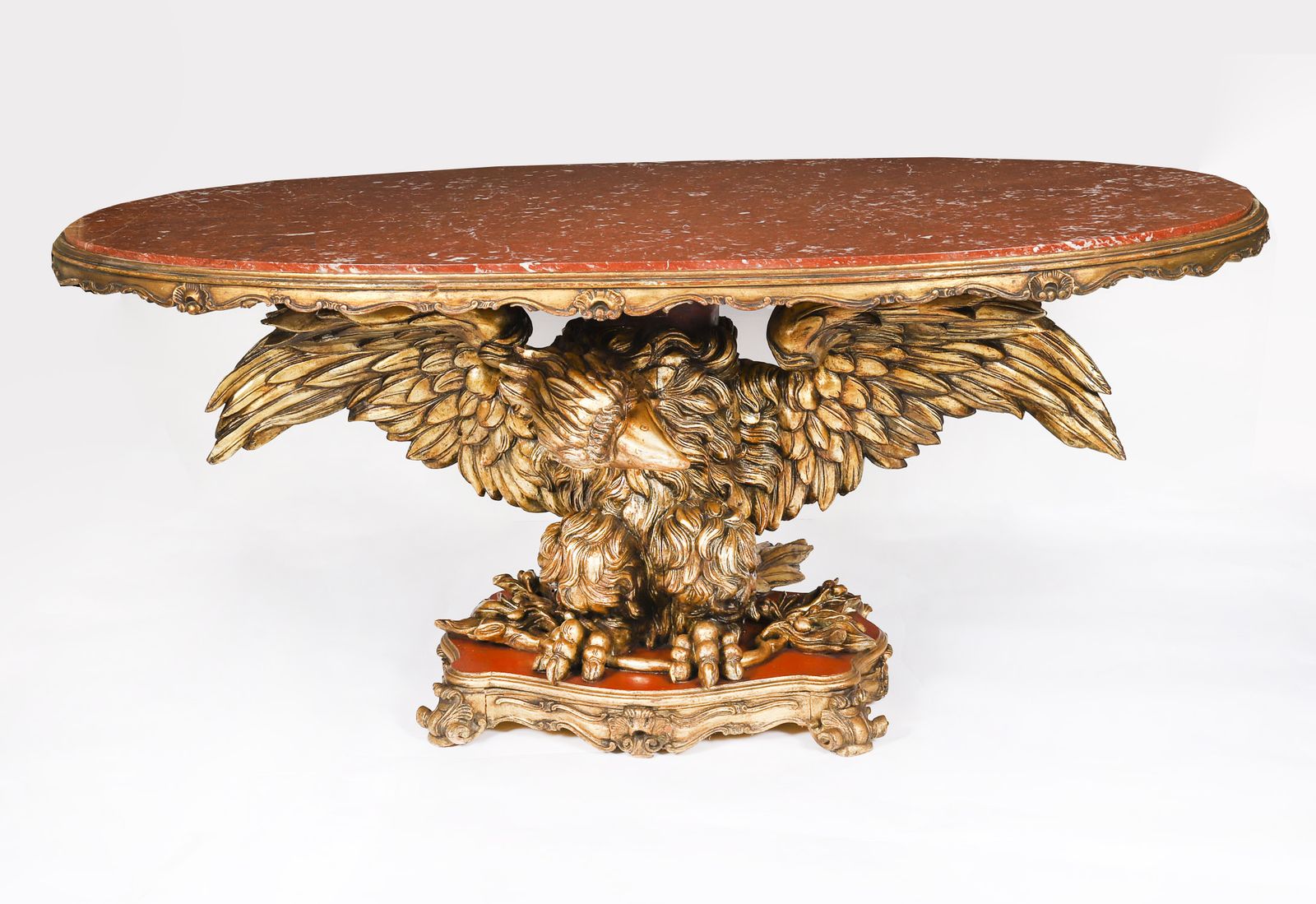 Antique George II Revival Rouge Marble Topped Eagle Centre Table 20th C photo for sale
