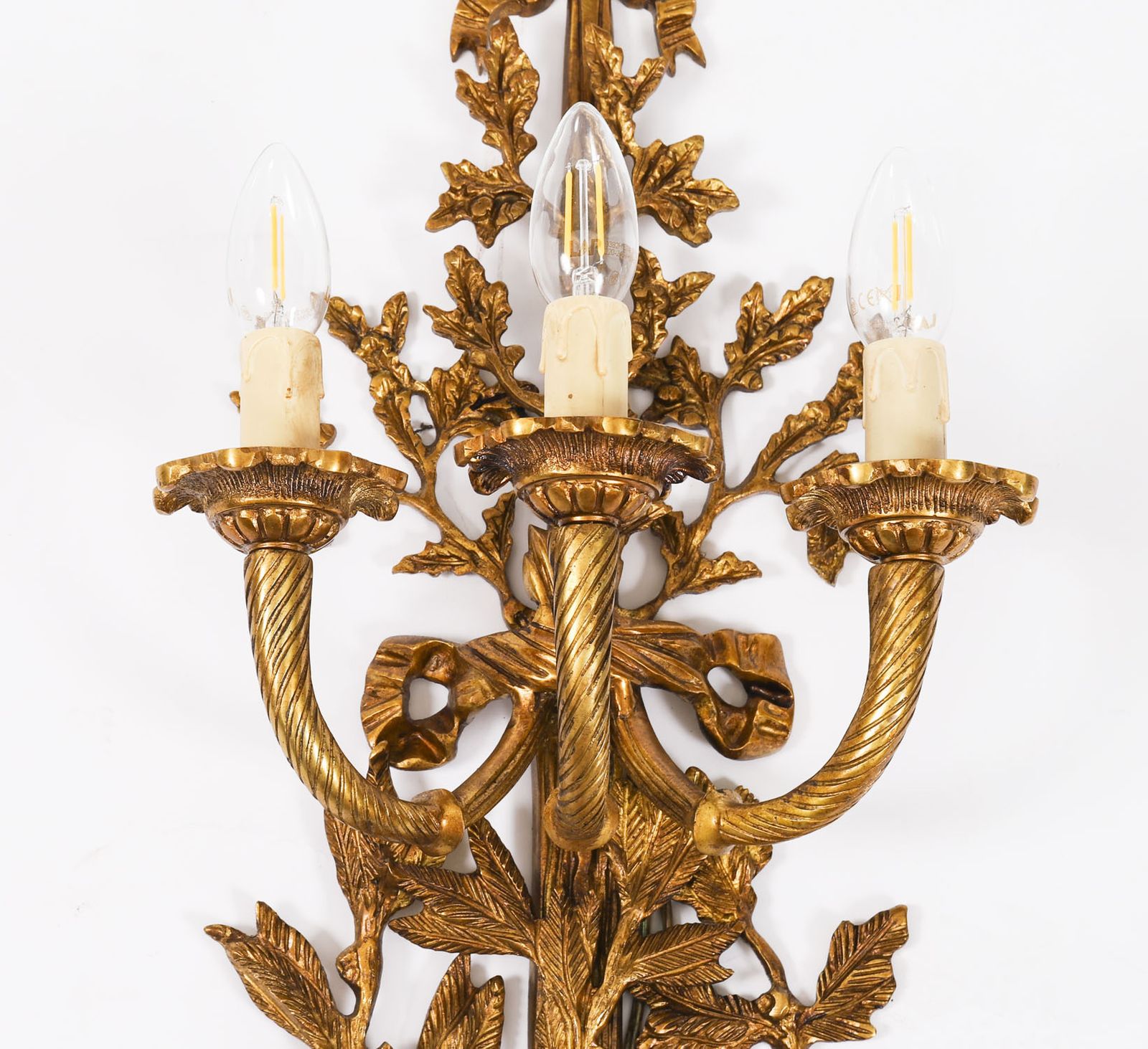 Antique Set Of 6 French Louis Revival 3 Branch Ormolu Wall Lights  20th C photo vintage