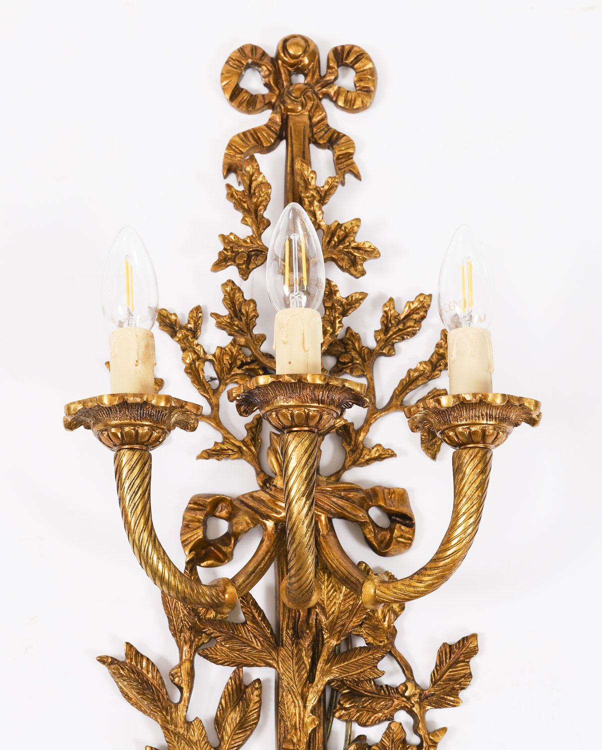 photo for sale Antique Set Of 6 French Louis Revival 3 Branch Ormolu Wall Lights  20th C