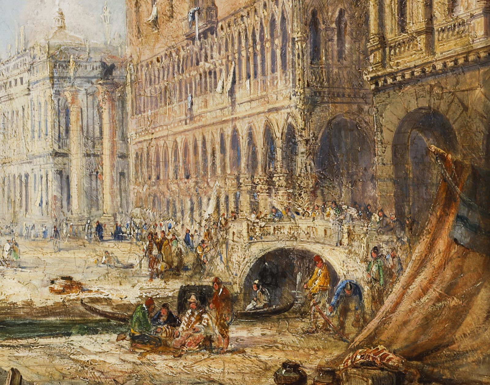Antique Oil Painting The Doges Palace Venice Jane Vivian 19th C photo vinterior