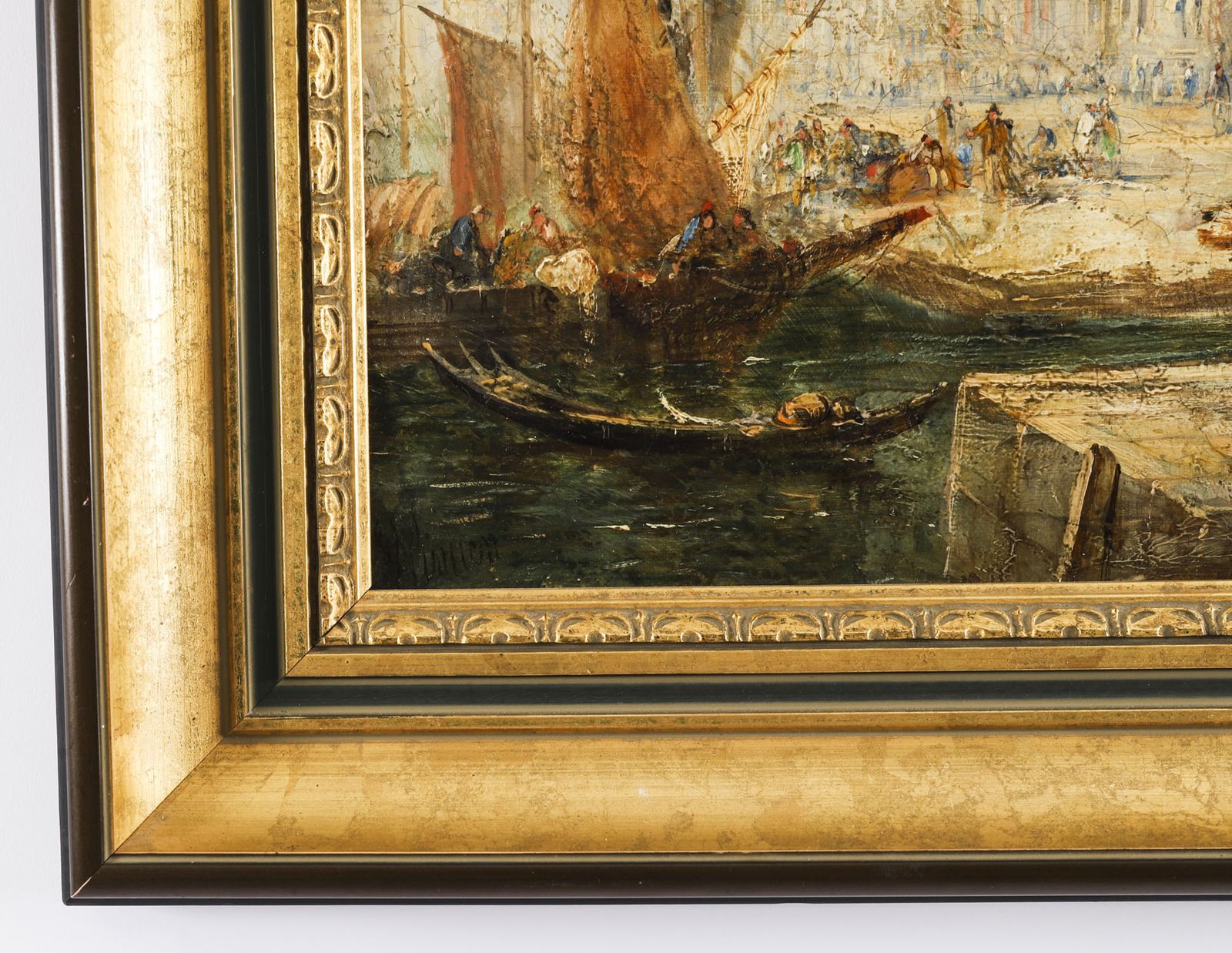 Antique Oil Painting The Doges Palace Venice Jane Vivian 19th C photo vintage