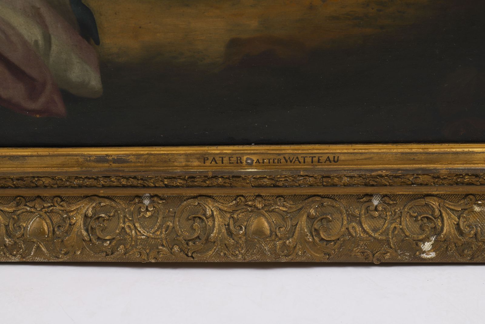 photo for sale Antique Oil On Canvas  Painting "Party Picnicking" After Watteau 18thc