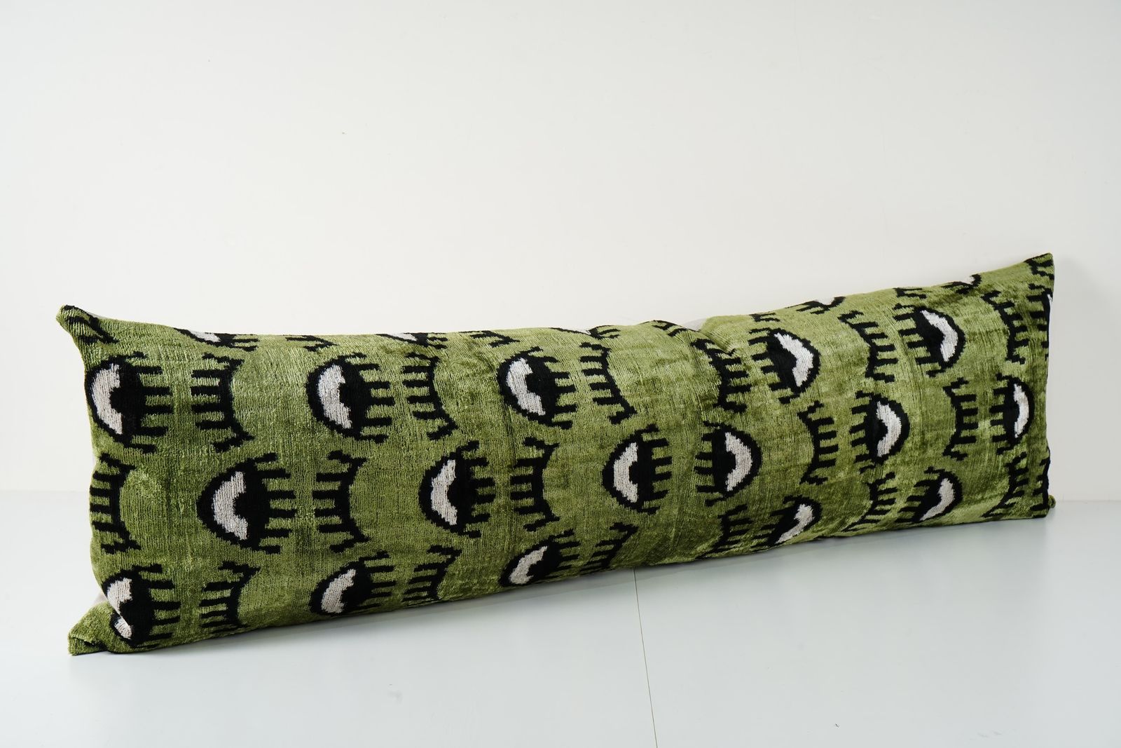 Green Silk Ikat Velvet Eye Pillow Case   Evil Eye Boho Bedding Cushion Cover photo for sale