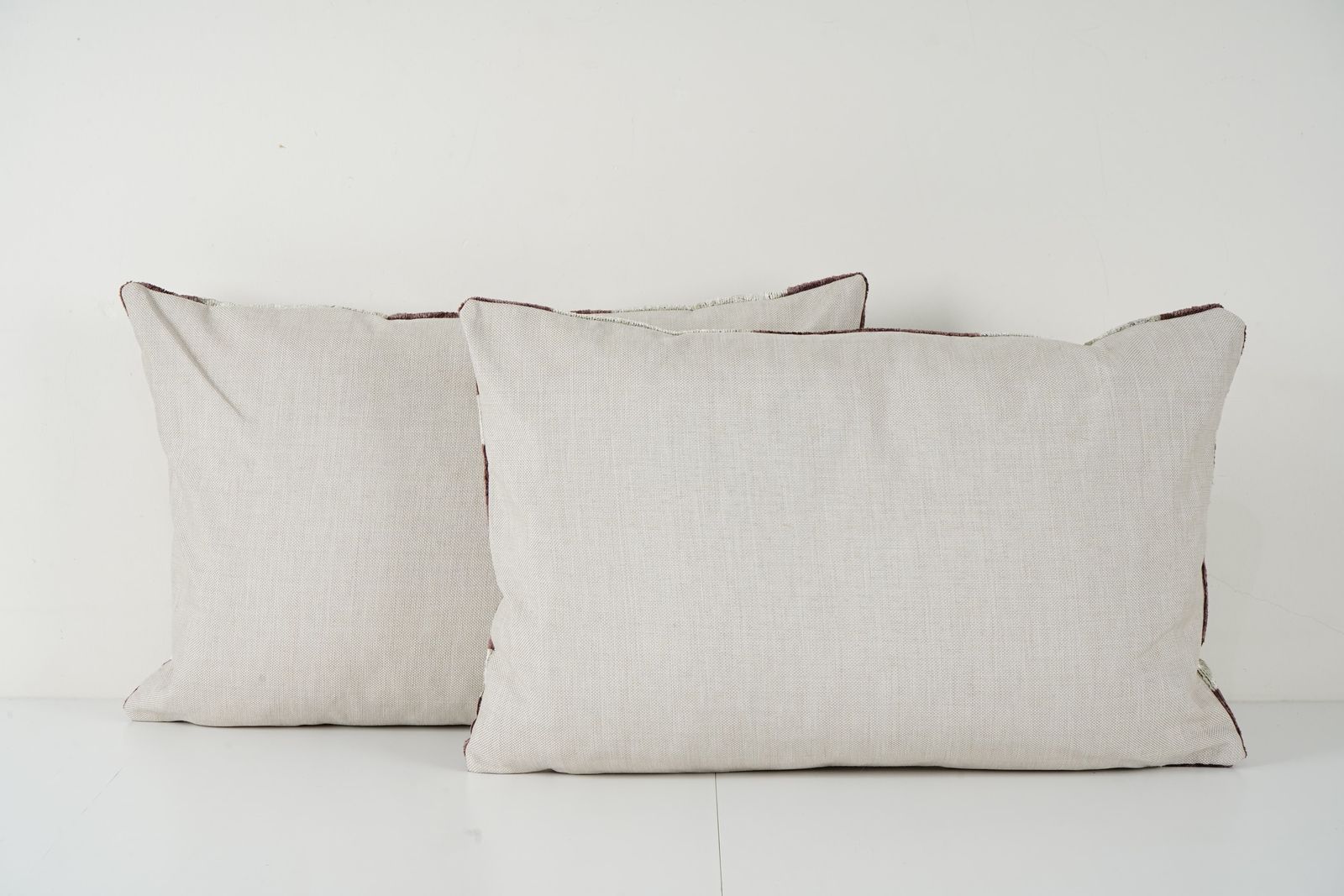 Plum & Light Grey Ikat Velvet Pillow Covers, Set Of 2 Geometric Cushion Covers, Decorative Throw Pillows photo Textiles