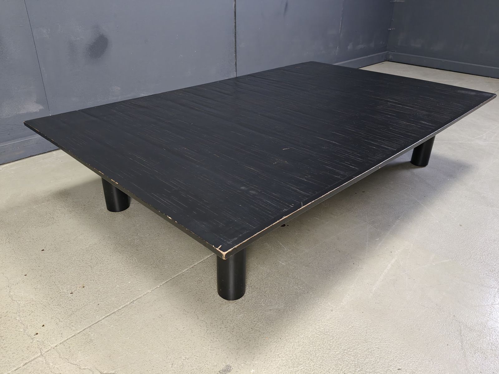 Xl Belgian Coffee Table In Ebonized Wenge And Bamboo Attributed To Axel Vervoordt, 1980s photo for sale