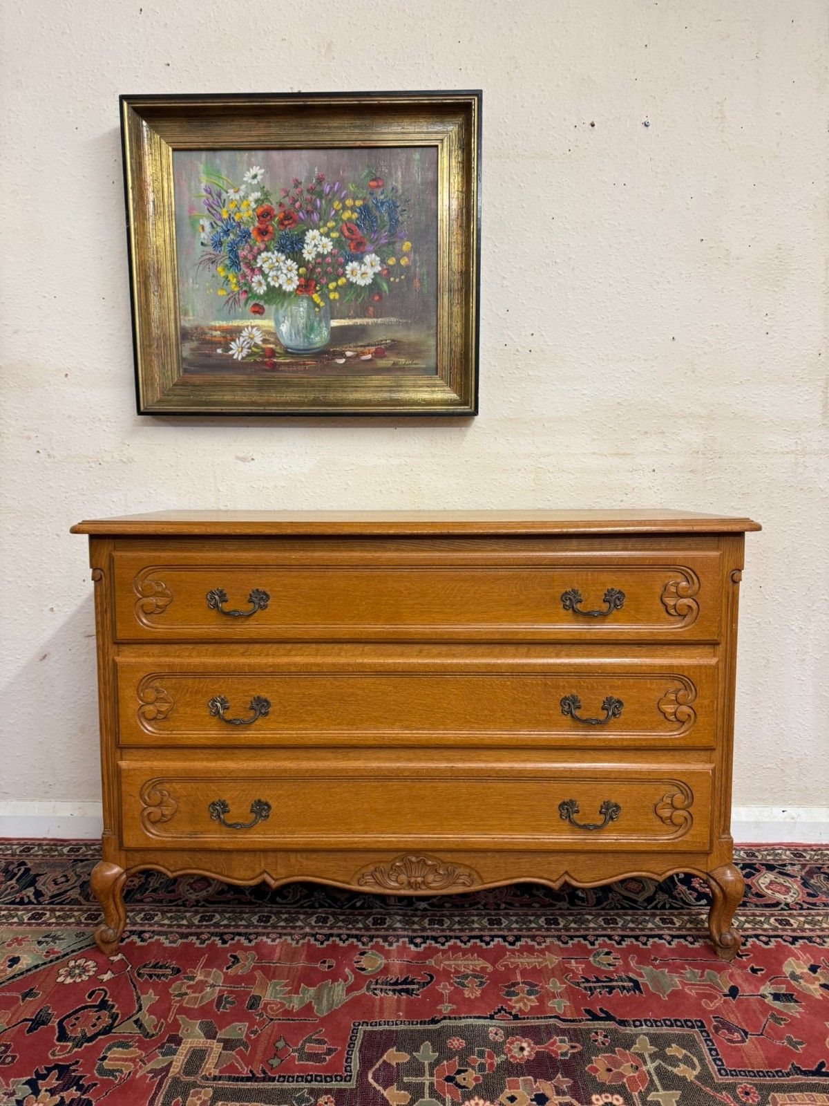Fantastic Quality French Carved Oak Three Drawer Commode/Chest photo furniture