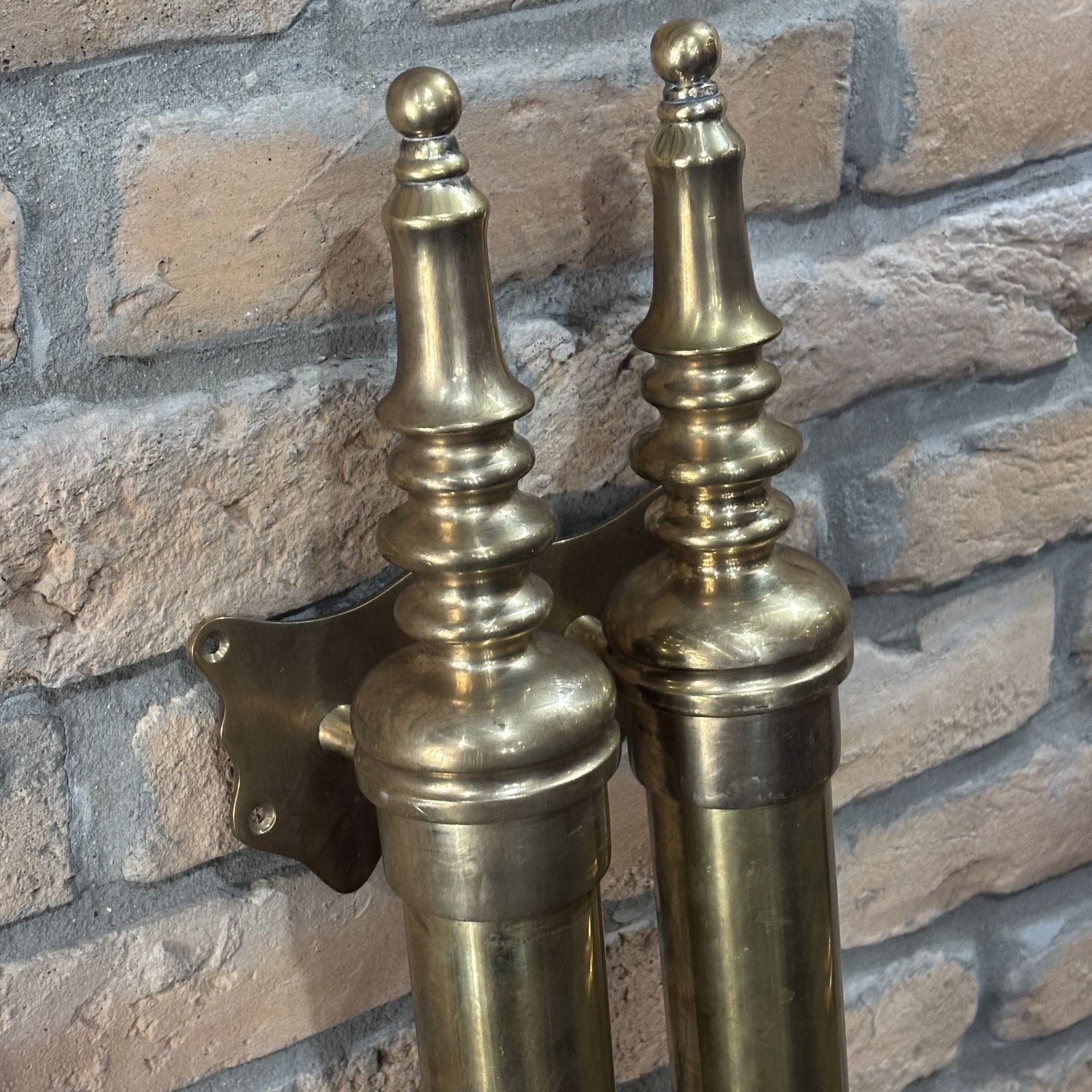 Antique Brass Shop Door Handles (2) photo for sale