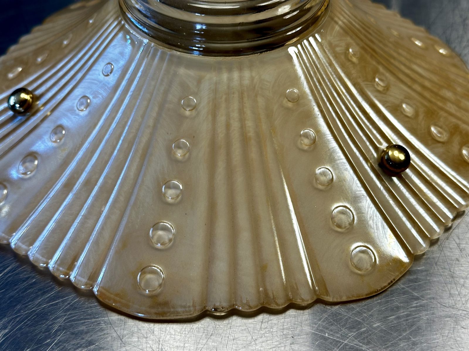 Art Deco Period Fluted Glass Ceiling Plafonnier Restored And Ready To Be Placed.Circa 1930. photo furniture