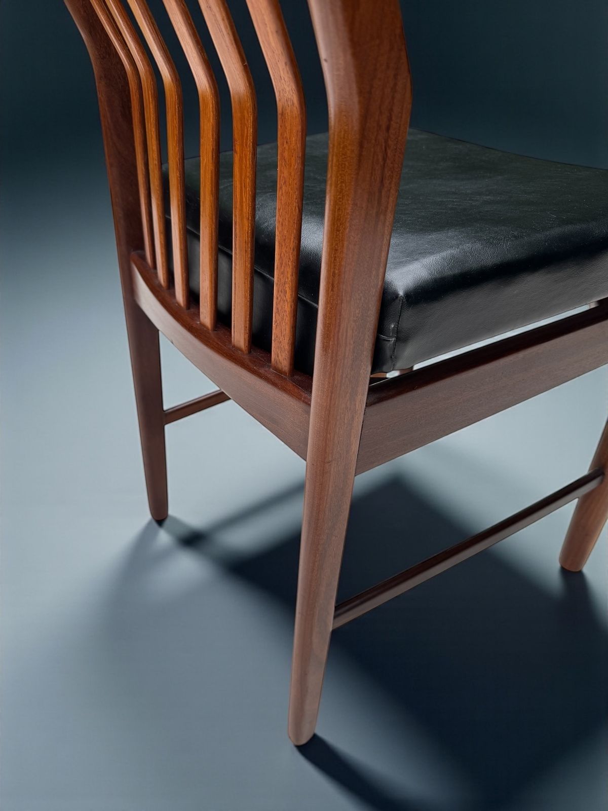 Svend Aage Madsen Stick Back Chair In Teak & Leather, Denmark 1950's photo furniture