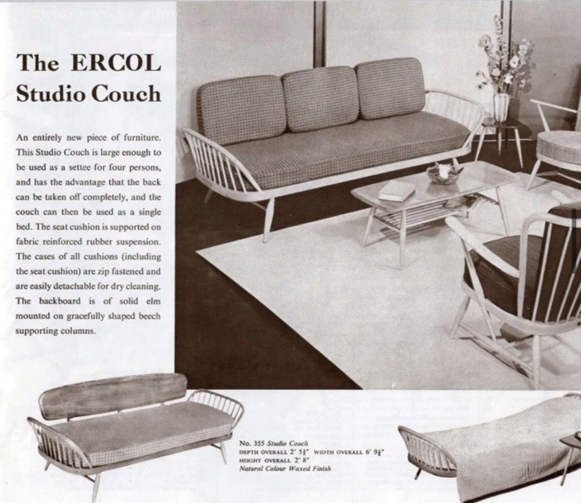 Ercol Studio 3 Seater Daybed/Sofa, Dark Wood, 1950s photo Furniture