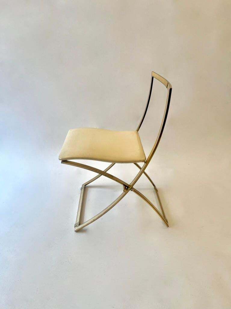 Set Of 6 "Luisa" Brass & Leather Dining Chairs By Marcello Cuneo, Italy Ca. 1970 photo Furniture