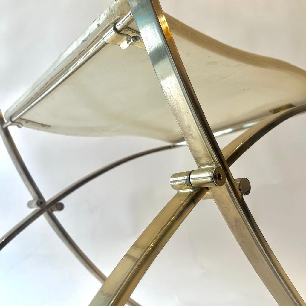 Set Of 6 "Luisa" Brass & Leather Dining Chairs By Marcello Cuneo, Italy Ca. 1970 photo vinterior