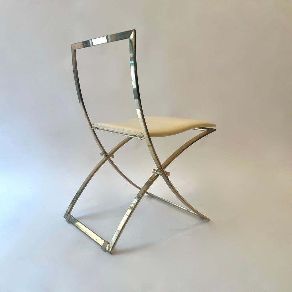 photo furniture Set Of 6 "Luisa" Brass & Leather Dining Chairs By Marcello Cuneo, Italy Ca. 1970