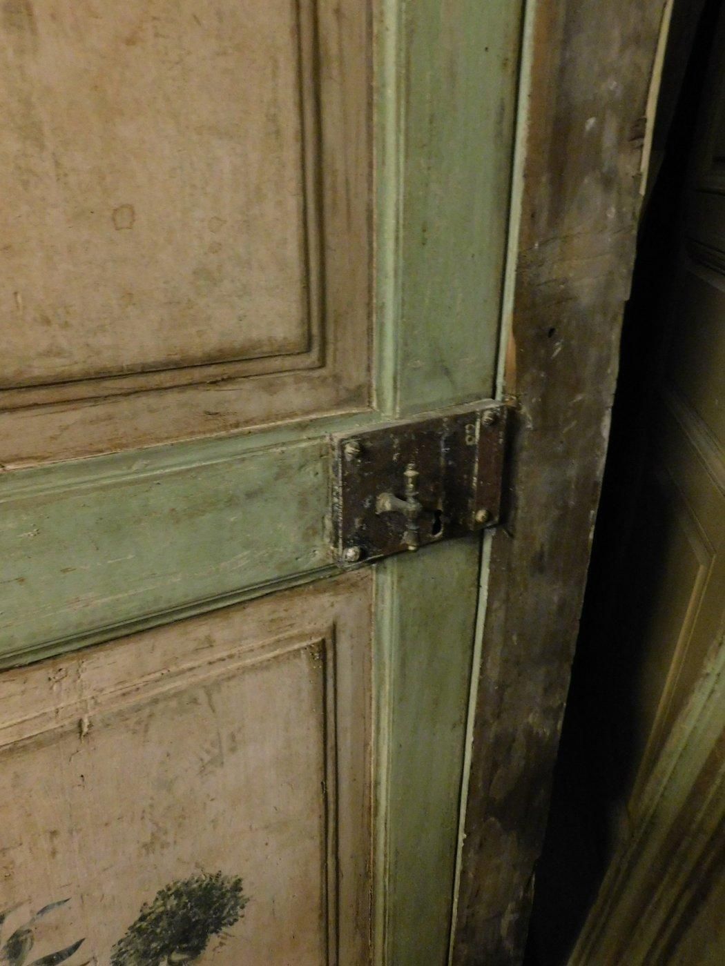 Set Of N.2 Doors Green And Pink With Frames, Hand Painted, Italy photo Home Fixtures