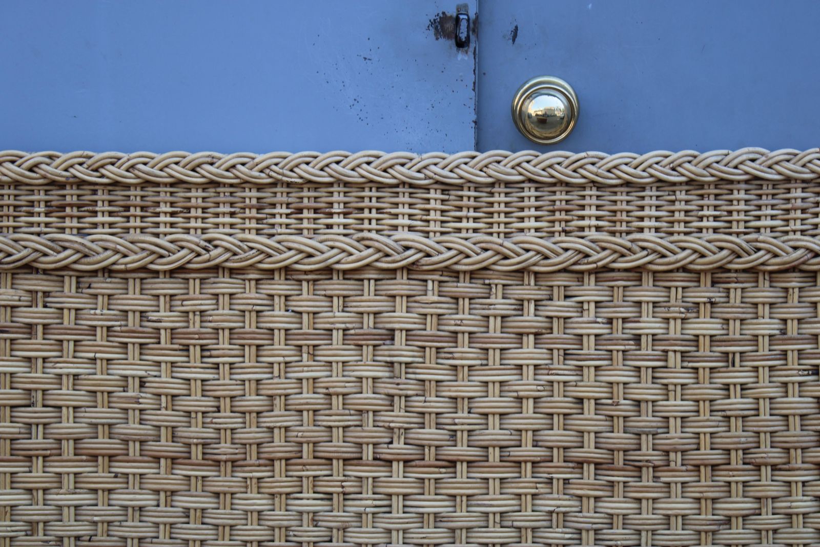 Italian Bamboo Wicker Bed Headboard 1970 Tommaso Barbi Italy photo Furniture